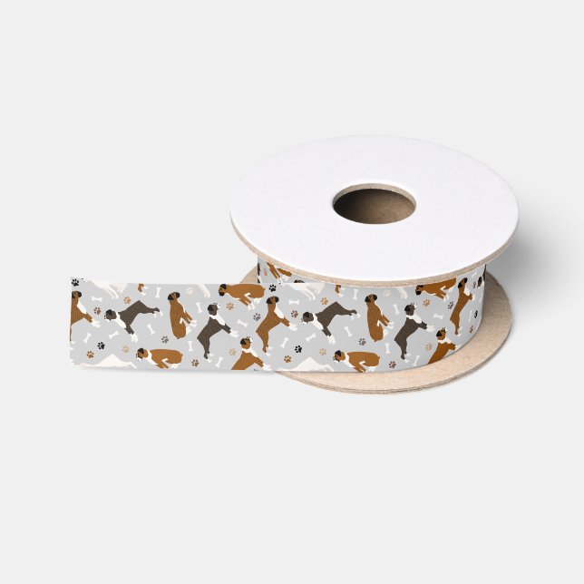 Ruban En Satin Bones et pattes de chien de boxe (Bobine)