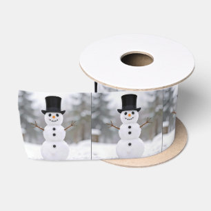 Ruban En Satin Bonhomme de neige heureux portant un chapeau haut