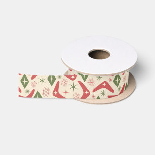 Ruban En Satin Boomerangs de Noël du milieu du siècle avec diaman