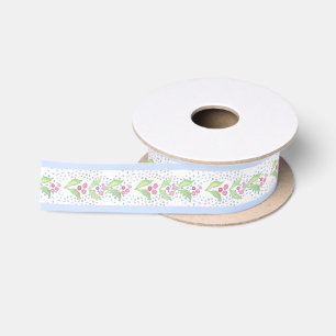 Ruban En Satin Bordure de Noël rose vif