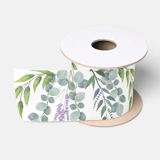 Ruban En Satin Botanique Green Stems Eucalyptus Branches Mariage (Bobine)