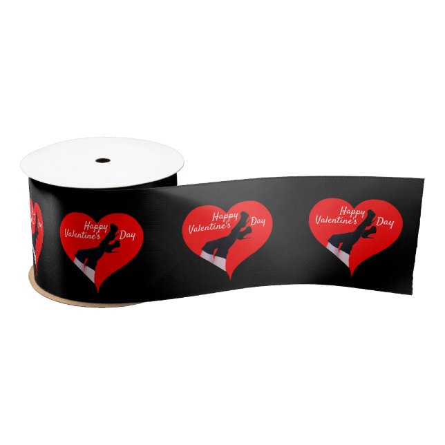 Ruban En Satin Bottes de haute cuisse du coeur rouge Valentine Th (Bobine)