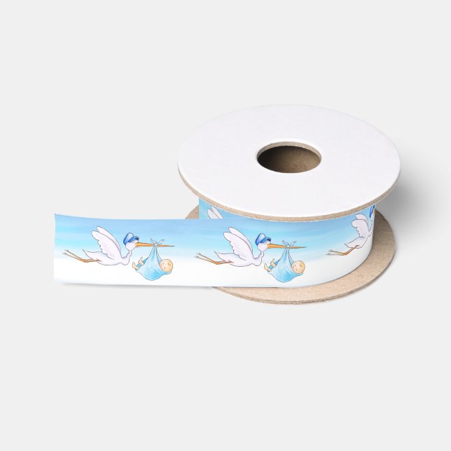Ruban En Satin Bouclier aquarelle art nouveau garçon baby shower  (Bobine)