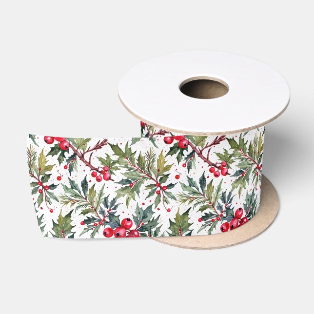 Ruban En Satin Boughs de Festive de Holly (Bobine)