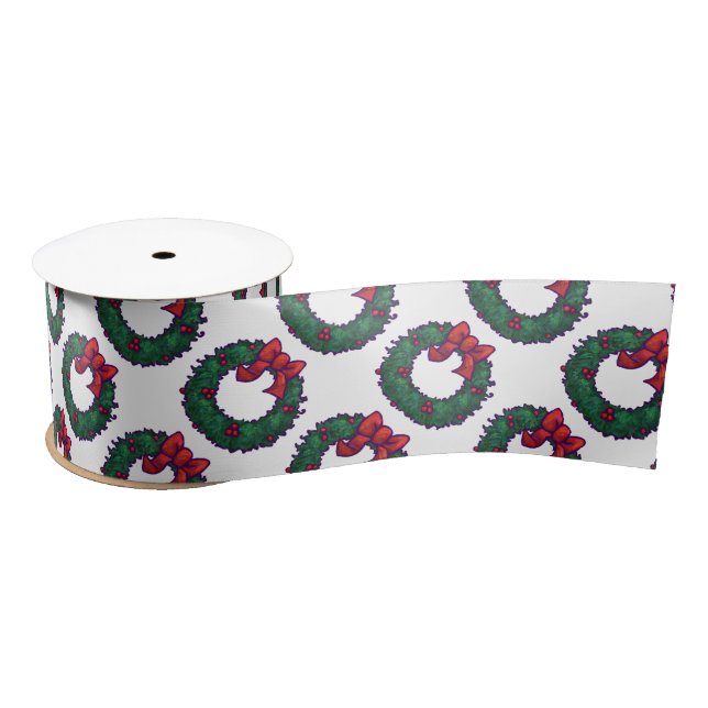 Ruban En Satin Boughs de Holly (Bobine)