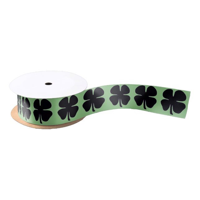 Ruban En Satin Boule de ruban vert Clover noir (Bobine)