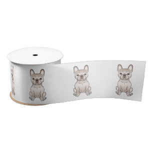 Ruban En Satin Bouledogue Français Crème / Chien de Dessin Animé 