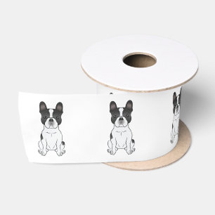 Ruban En Satin Bouledogue français pie noir / Frenchie Chien mign