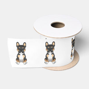 Ruban En Satin Bouledogue Français Tricolore Noir / Frenchie Chie