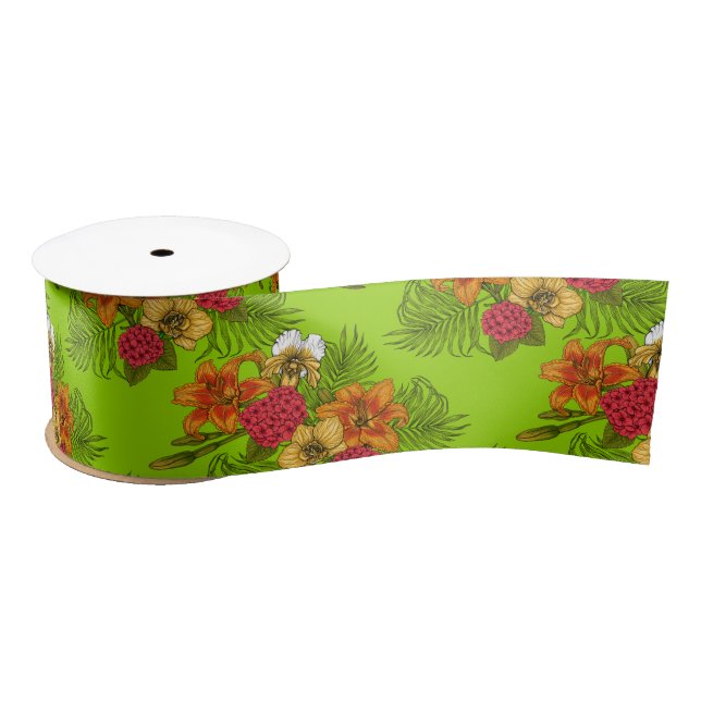 Ruban En Satin Bouquet tropical (Bobine)