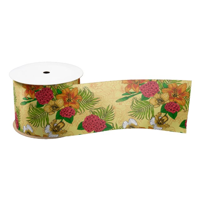 Ruban En Satin Bouquet tropical (Bobine)
