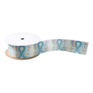 Ruban En Satin Bouton Bleu de sensibilisation Rubans personnalisé