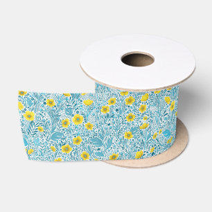 Ruban En Satin Boutons jaunes, bleus et blancs