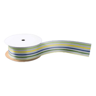 Ruban En Satin Boutons jaunes et bande d'Iris bleu