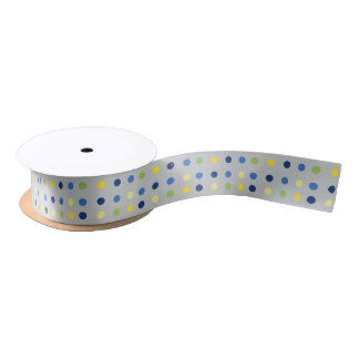 Ruban En Satin Boutons jaunes et point de fer bleu