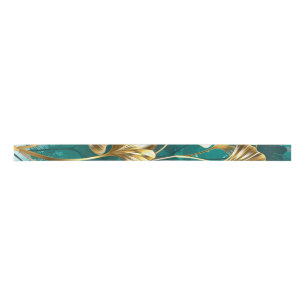 Ruban En Satin Branche avec Feuilles d'or Ginko Biloba