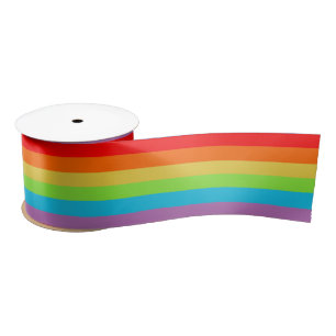 Ruban En Satin Bright and Wide Stripes, Rainbow Stripes