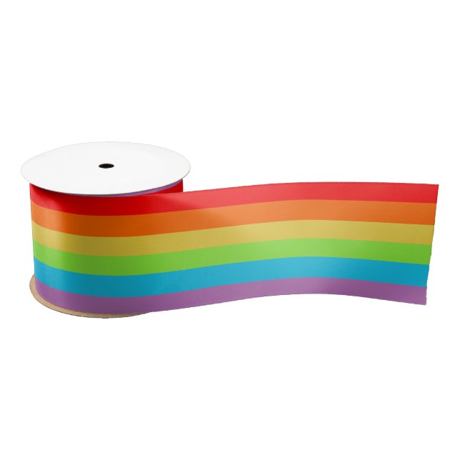 Ruban En Satin Bright and Wide Stripes, Rainbow Stripes (Bobine)