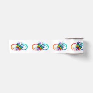 Ruban En Satin Bright infinity with rainbow butterfly