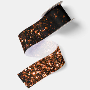 Ruban En Satin Bronze cuivre brun orange faux paillettes scintill