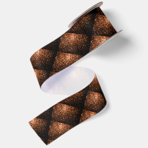 Ruban En Satin Bronze orange marron cuivre faux scintille paillet