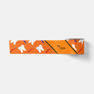 Ruban En Satin Brosses d'orange et motif nommés personnalisés d