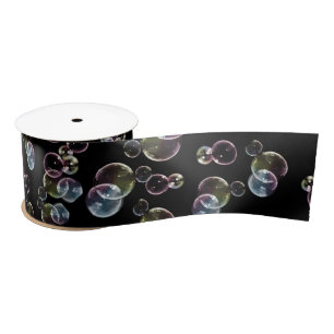 Ruban En Satin Bulles de savon en noir
