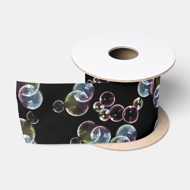 Ruban En Satin Bulles de savon en noir (Bobine)