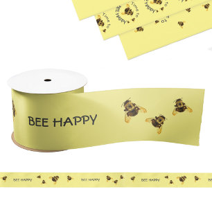 Ruban En Satin Bumblebees Il est temps de BEE Jaune Jaune Jaune