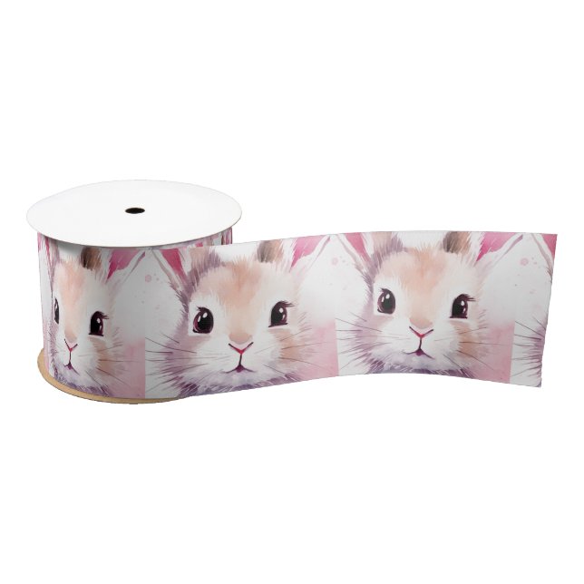 Ruban En Satin Bunny Cute Aquarelle baby shower rose (Bobine)