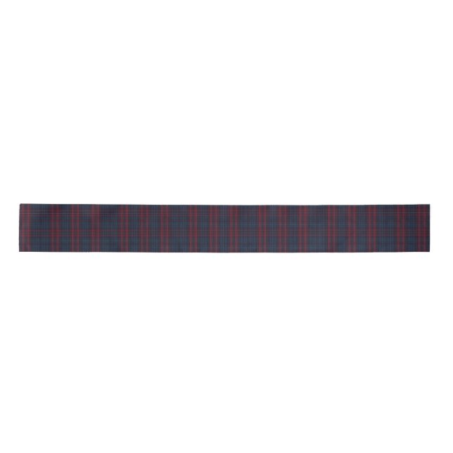 Ruban En Satin Burgundy and Navy Blue Tartan Plaid Ribbon (Devant)