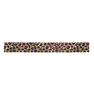Ruban En Satin Burgundy et Gold Leopard Series Design 2