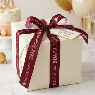 Ruban En Satin Burgundy Rose Gold Nom personnalisé Âge Anniversai