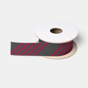 Ruban En Satin Burgundy rouge et charbon de bois cinq bandes moti