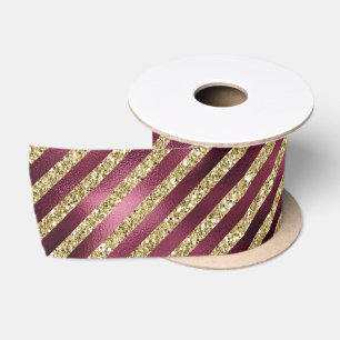 Ruban En Satin Burgundy rouge Parties scintillant or raypes 