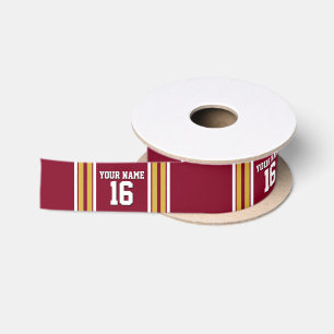 Ruban En Satin Burgundy with Gold White Stripes