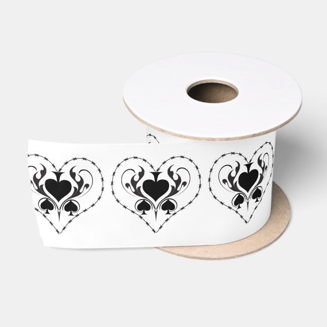 Ruban En Satin Câble Barbelé Coeur Black Spades Thunder_Cove (Bobine)