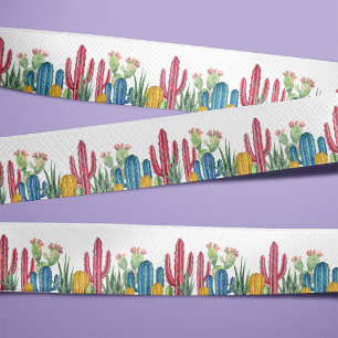 Ruban En Satin Cactus colorés   Thème Désert