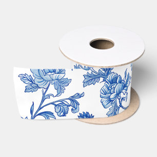 Ruban En Satin Cadeau Bridesmaid de la Chinoiserie Bleue et Blanc