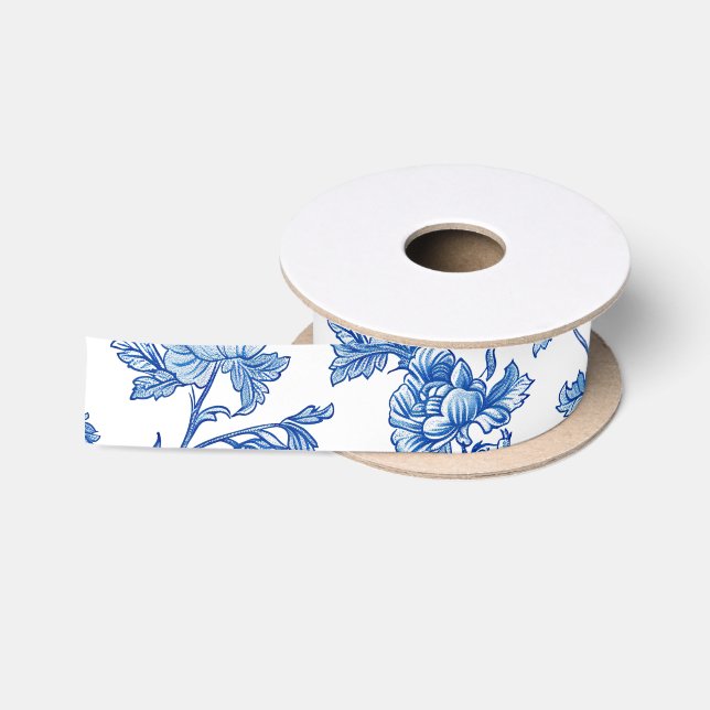 Ruban En Satin Cadeau Bridesmaid de la Chinoiserie Bleue et Blanc (Bobine)