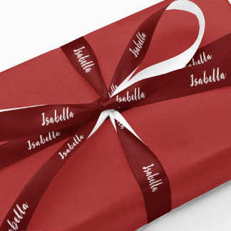 Ruban En Satin Cadeau de Noël personnalisé rouge et blanc