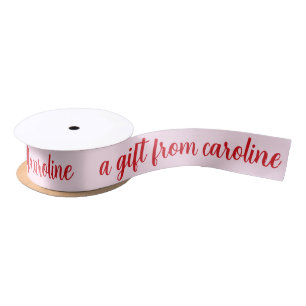Ruban En Satin Cadeau personnalisé moderne écriture cursive rouge