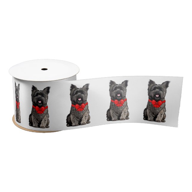 Ruban En Satin Cairn Terrier avec une boîte de Noël 3" (Bobine)