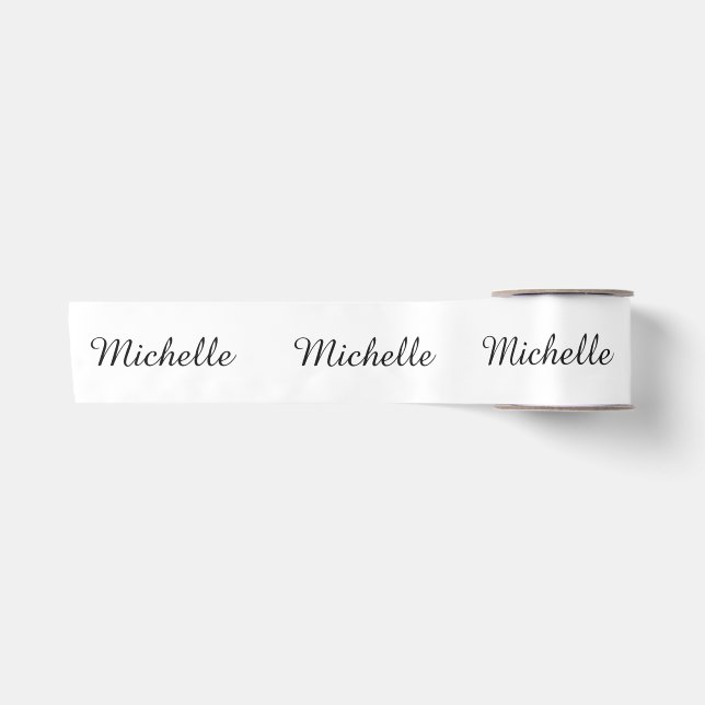 Ruban En Satin Calligraphie Nom Creative Trendy White (Devant)