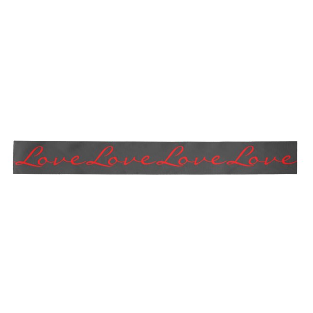 Ruban En Satin Calligraphie tendance Grey Red Love Mariage (Devant)