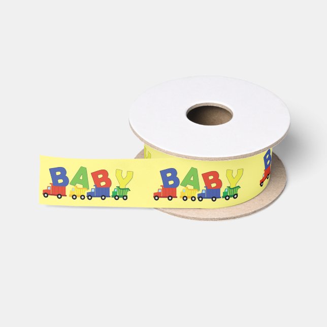 Ruban En Satin Camion de Baby shower de camion de construction ga (Bobine)