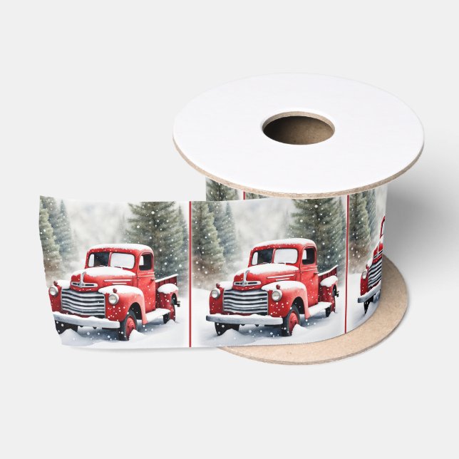 Ruban En Satin Camion Red Retro de Noël (Bobine)