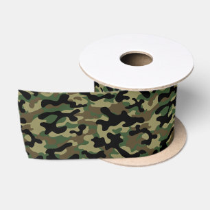 Ruban En Satin Camo Kaki de Bois