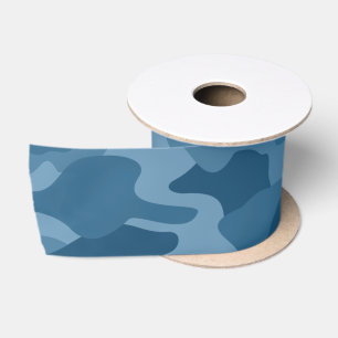 Ruban En Satin Camo Monocolore Bleu Acier
