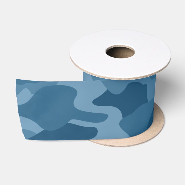 Ruban En Satin Camo Monocolore Bleu Acier (Bobine)